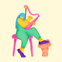 Harpist colorful musician illustration
