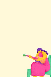 Beige musical background with guitarist musician flat graphic