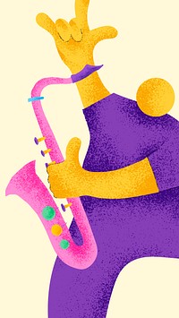Saxophonist beige mobile wallpaper musician flat graphic