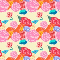 Pink spring floral pattern with roses colorful background