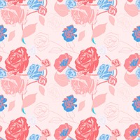 Pink feminine floral pattern vector with roses pastel background