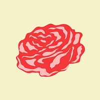 Red rose floral sticker vector on beige background