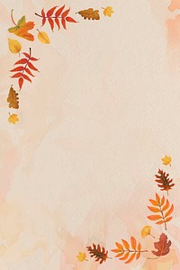 Fall leaves frame vector on beige background