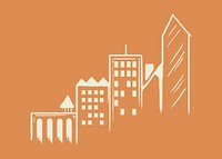 Beige buildings vector city sticker