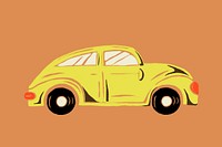 Vintage yellow car side view illustration
