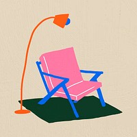 Hand drawn chair furniture in colorful flat graphic style