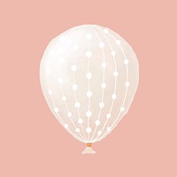 White party balloon element with white dots and lines