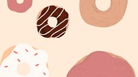 Cute donut patterned background in pink cute hand drawn style