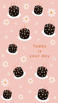 Birthday cake patterned template vector for social media story today is your day