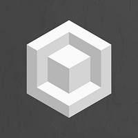 3D block geometric shape vector in grey abstract style