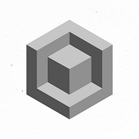 3D block geometric shape vector in grey abstract style