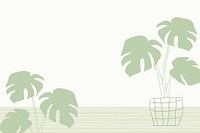 Houseplant monstera doodle background with blank space