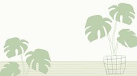 Potted monstera plant doodle background with blank space