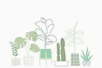 Green houseplant doodle vector background