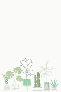 Potted plant doodle vector background 