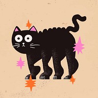 Cartoon black cat halloween illustration