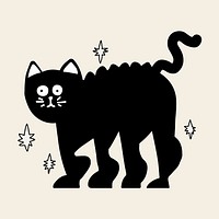 Halloween black cat hand drawn illustration