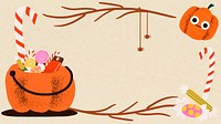 Halloween frame vector illustration, cute trick-or-treat pumpkin