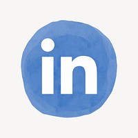 LinkedIn logo in watercolor design. Social media icon. 21 JULY 2021 - BANGKOK, THAILAND