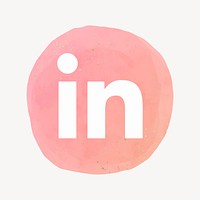 LinkedIn logo in watercolor design. Social media icon. 2 AUGUST 2021 - BANGKOK, THAILAND