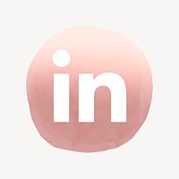 LinkedIn logo in watercolor design. Social media icon. 2 AUGUST 2021 - BANGKOK, THAILAND