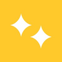 Sparkling stars icon in simple style on yellow background