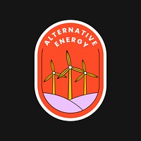 Sticker alternative energy vector with wind turbine illustration