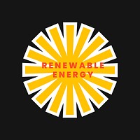 Renewable energy sun badge with solar power illustration