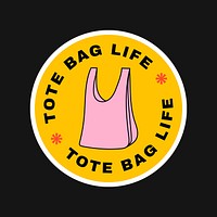 Zero waste badge illustration with tote bag life text