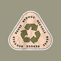 Recycle environment badge illustration with reuse reduce recycle text in crinkled paper