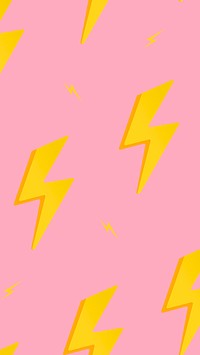 Lightning bolt phone wallpaper, cute pink pattern vector