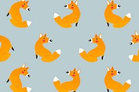 Cute animal pattern background wallpaper, fox vector illustration