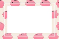 Pink square/rectangle frame, cute piggy bank pattern money finance clipart