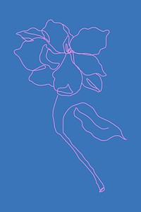 Flower monoline art vector on blue background