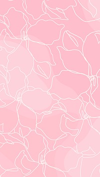 Line flower pattern background vector in pink