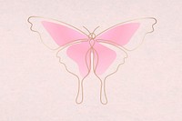 Pink butterfly sticker, aesthetic gradient vector line art design