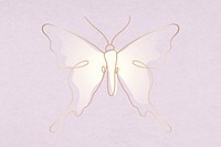 Beautiful butterfly sticker, white gradient line art psd design