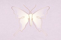 Aesthetic butterfly sticker, white gradient line art psd design