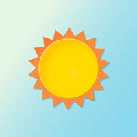 3D sun illustration, gradient blue background