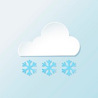 Paper cloud and snowflake element, cute weather clipart vector on blue background