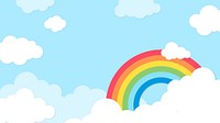 Rainbow desktop wallpaper, pastel paper cut HD background