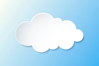 Paper cloud element, cute weather clipart psd on gradient blue background