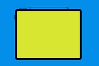 Tablet blank green screen, stylus charging on top, digital device illustration