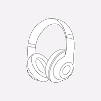 Wireless headphones outline, entertainment device vector illustration