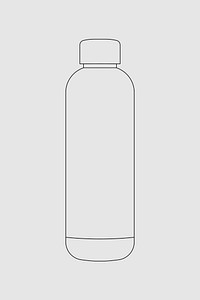 Water bottle outline, zero waste container illustration