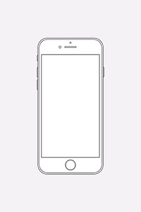White mobile phone outline, digital device vector illustration