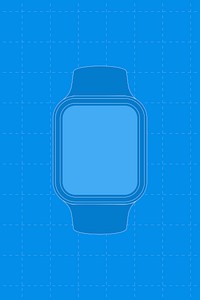 Blue smartwatch, blank rectangle screen, health tracker device vector illustration