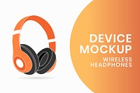 Wireless headphones mockup, entertainment device vector illustration