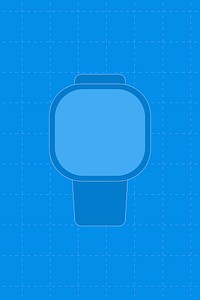 Blue smartwatch, blank square screen, health tracker device vector illustration