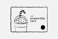 Cafe membership card vector, hand drawn illustration doodle